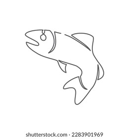 Fish One line drawing on white background