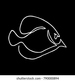Fish with one line vector illustration. Doodle style. Design, print, decor, textile, paper