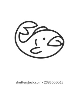 Fish with open mouth, linear icon. Line with editable stroke