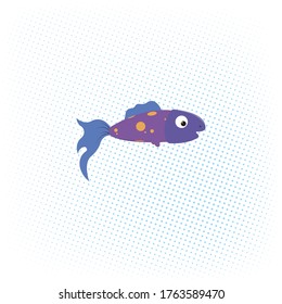 Fish in orange polka dots on a blue background