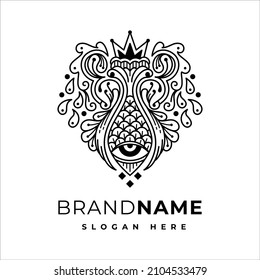 Fish Organic Ornamental Logo Design Template
