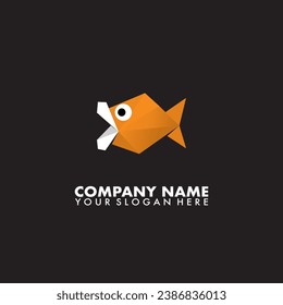 Fish Origami Gradient Flat Icon Logo Illustration Vector with Isolated background.