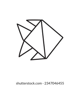 Fish origami icon. Paper folding art, Containing origami, Origami flat line icon. Paper art vector illustrations. Thin signs for japanese creative hobby, Vector illustration.