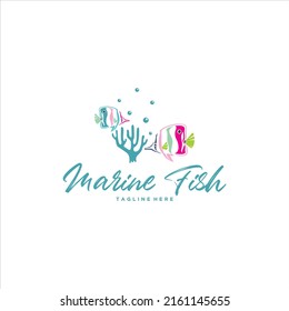 Fish Ornamental Coral Sea Logo Design Vector Image