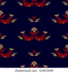  Fish ornamental pattern in Chinese or Japanese style.