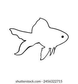 Fish Outline Design For Coloring Book. Marine Life Animal Illustration