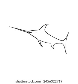 Fish Outline Design For Coloring Book. Marine Life Animal Illustration