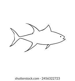 Fish Outline Design For Coloring Book. Marine Life Animal Illustration