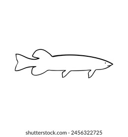 Fish Outline Design For Coloring Book. Marine Life Animal Illustration