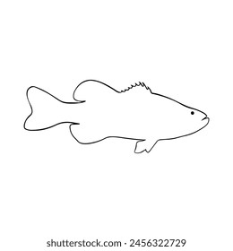 Fish Outline Design For Coloring Book. Marine Life Animal Illustration