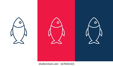 Fish outline icon illustration isolated vector sign symbol