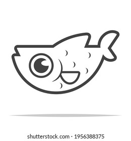 Fish outline icon vector isolated