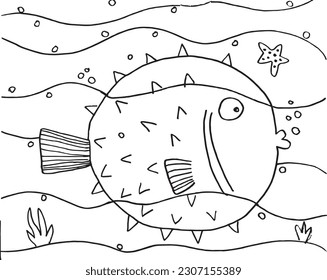 Fish outline illustration image. 
Hand drawn image artwork of fish. 
Simple cute original logo.
Hand drawn vector illustration for posters, cards, t-shirts.