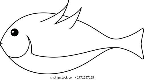 fish outline thin symbol, dark on white background, logo editable, creative template