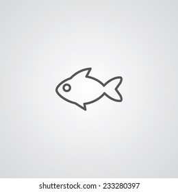 fish outline thin symbol, dark on white background, logo editable, creative template