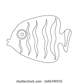 Ilustración vectorial del contorno de peces en un libro de coloreado de objetos aislados de fondo blanco