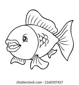 ilustración vectorial de contorno de peces, aislado en fondo blanco, vista superior