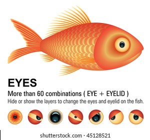 Fish overwhite (Vector Image). Change the eyes hiding or showing the layers. Add or remove details.