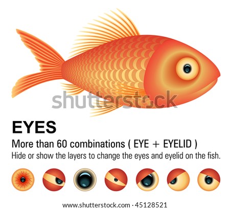 Fish overwhite (Vector Image). Change the eyes hiding or showing the layers. Add or remove details.