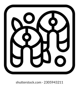 Fish package icon outline vector. Food vacuum. Cook ice