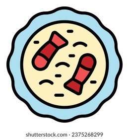 Fish paella icon outline vector. Spanish food. Cooking spain color flat