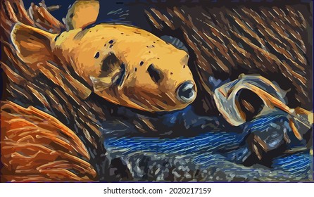 Fish painting,  very cool color and realistic 