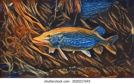 Fish painting,  very cool color and realistic 