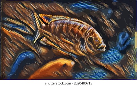 Fish painting,  very cool color and realistic 