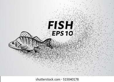 Fish from the particles. Fish consists of small circles and dots. Vector illustration