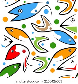 Fish pattern background. Abstract Bauhaus pattern background.