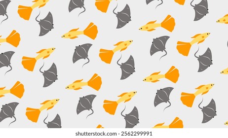 Fish pattern background. Fish illustration pattern. Fish and marine background. Perfect for fabrics, print, textile, wallpaper, and decor. SSTKbackgrounds 