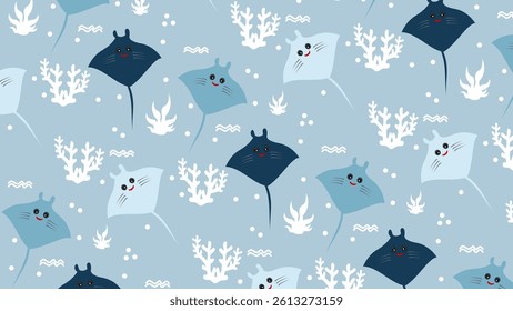 Fish pattern background. Underwater illustration pattern. Fish, marine, sea life background. Perfect for fabrics, print, textile, wallpaper, decor. SSTKbackgrounds 