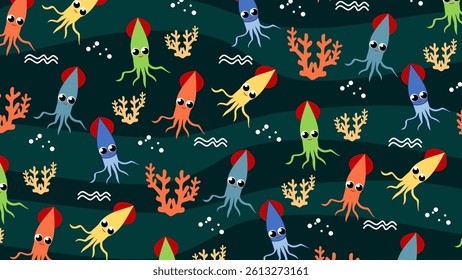 Fish pattern background. Underwater illustration pattern. Fish, marine, sea life background. Perfect for fabrics, print, textile, wallpaper, decor. SSTKbackgrounds 