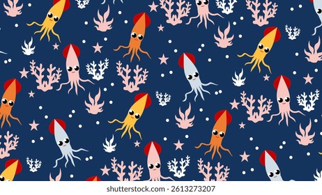 Fish pattern background. Underwater illustration pattern. Fish, marine, sea life background. Perfect for fabrics, print, textile, wallpaper, decor. SSTKbackgrounds 