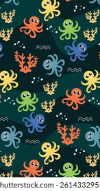 Fish pattern background. Underwater illustration pattern. Fish, marine, sea life background. Perfect for fabrics, print, textile, wallpaper, decor. SSTKbackgrounds 