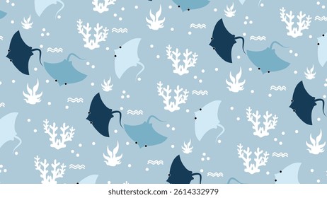 Fish pattern background. Underwater illustration pattern. Fish, marine, sea life background. Perfect for fabrics, print, textile, wallpaper, decor. SSTKbackgrounds 