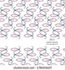 Fish pattern. Pattern can be used for wallpaper, cover fills, web page background, surface textures. Vector linen texture.