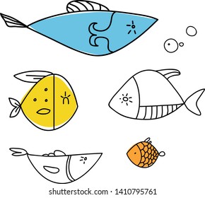 Fish pattern flat illustration seamless design