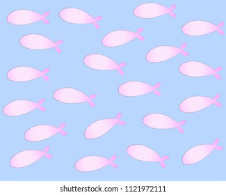 Fish  pattern. groups of sea fishes. Colony of small fish. Icon Logo fish. On a blue background-Vector illustration eps.10