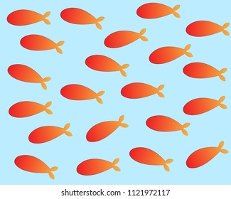 Fish pattern. groups of sea fishes. Colony of small fish. Icon Logo fish. On a blue background-Vector illustration eps.10
