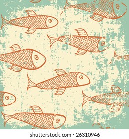 fish pattern in grunge style