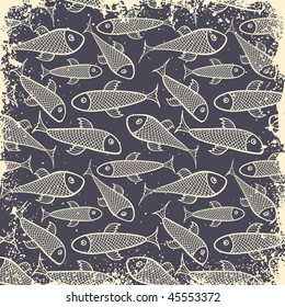 fish pattern in grunge style
