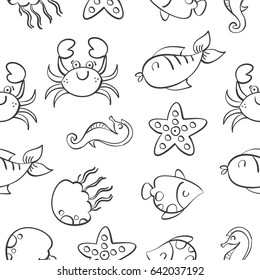 Fish pattern hand draw style