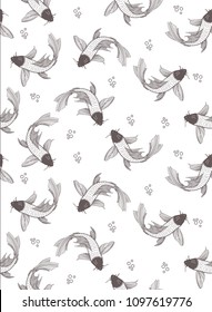 fish pattern with fish hand drawing illustration element