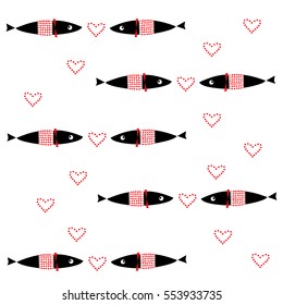 fish pattern heart pattern heats 