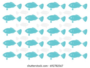 fish pattern - Illustration ,Blue background,hand drawn style, Freshwater Fish, Animal, Fishing