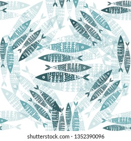 fish pattern illustration sea textile kids