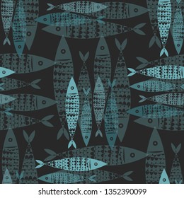 fish pattern illustration sea textile kids