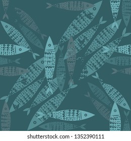 fish pattern illustration sea textile kids