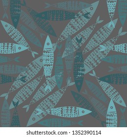 fish pattern illustration sea textile kids
